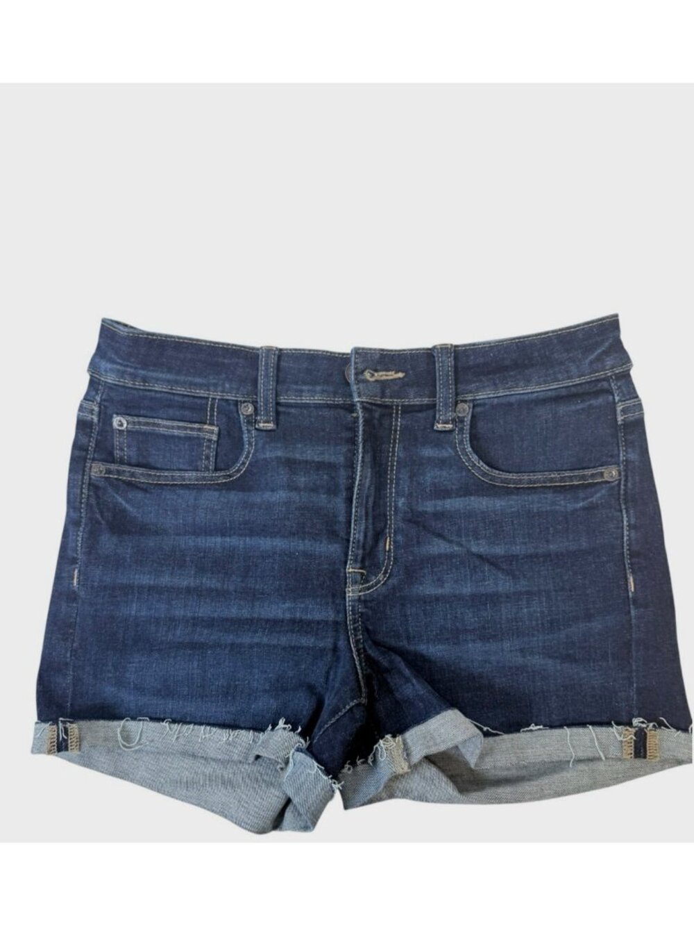 American Eagle Hi-Rise Shortie Denim Cut Off Jean Shorts Size 8 Fray Hem